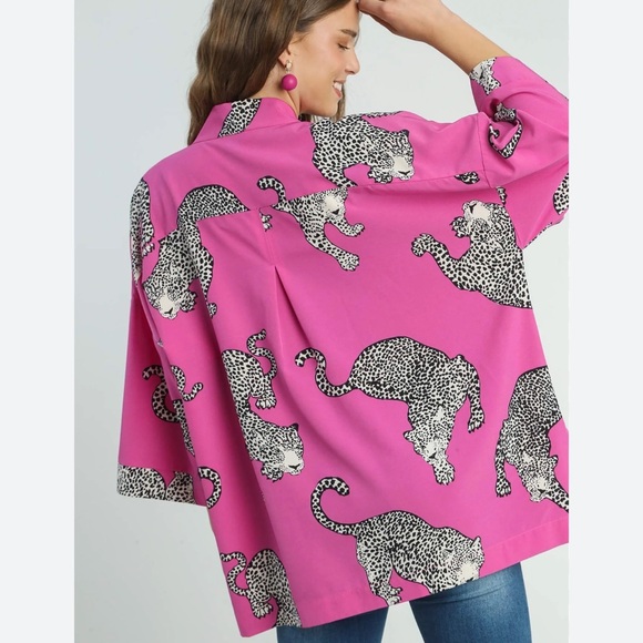 Pink Leopard Print Kimono Shirt - Picture 4 of 4